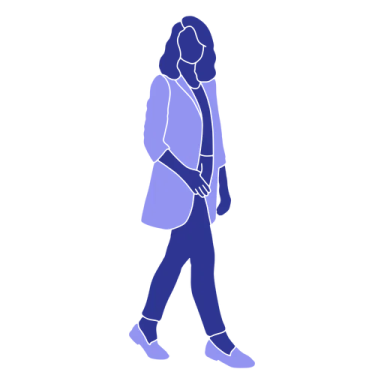 a silhouette of a woman walking down the street