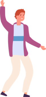 a man in a purple jacket and white pants dancing