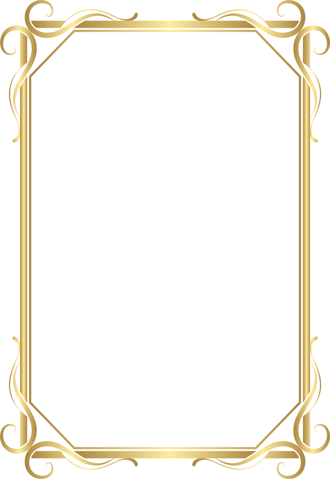 a gold frame with a white background
