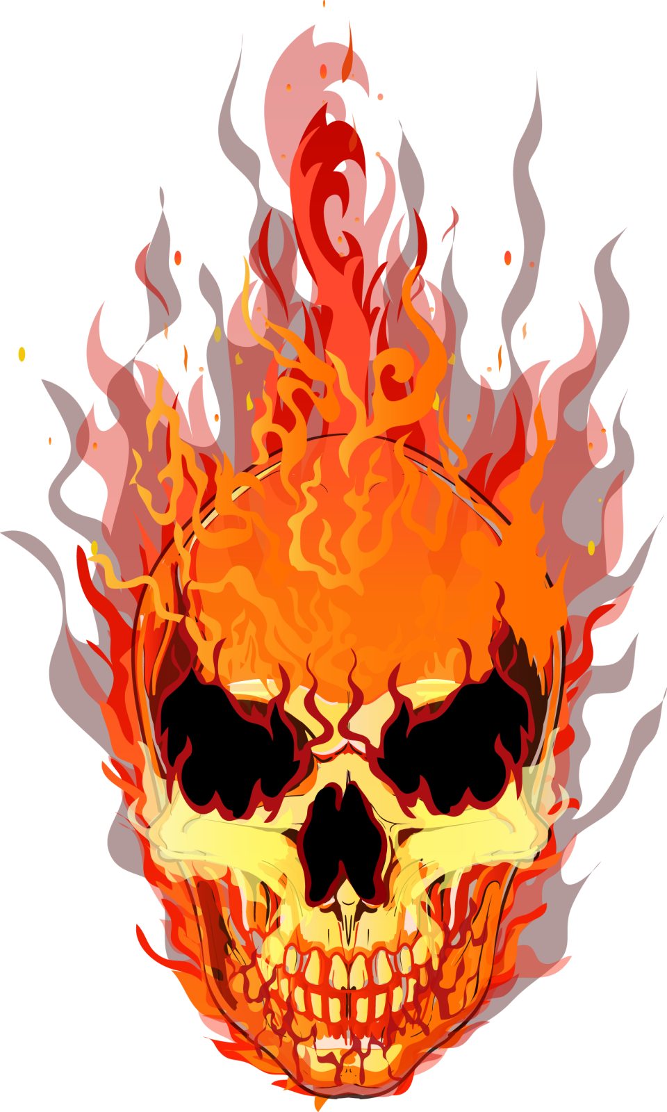 a skull with flames on it's head