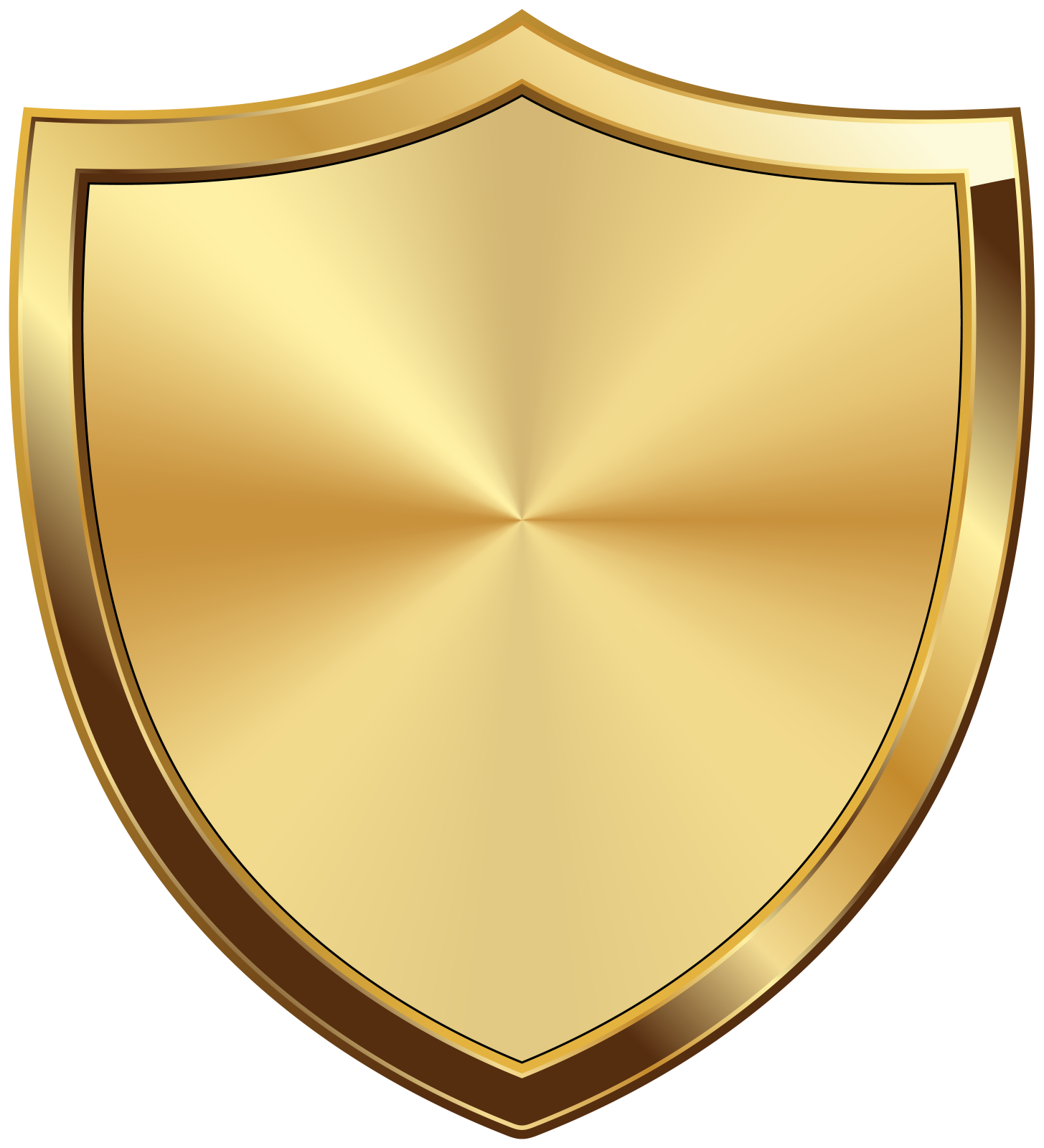 a golden shield on a white background
