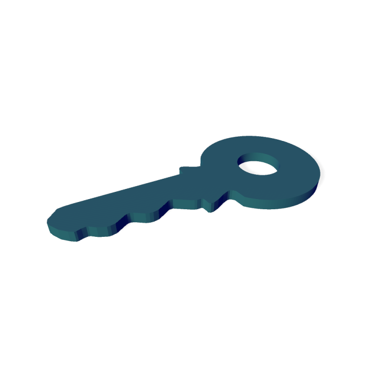 a blue key on a white background
