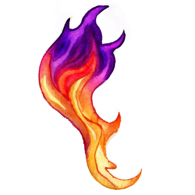 a watercolor drawing of a fire