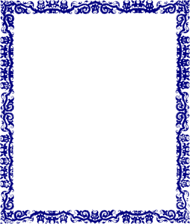 a blue and white frame with an ornate pattern