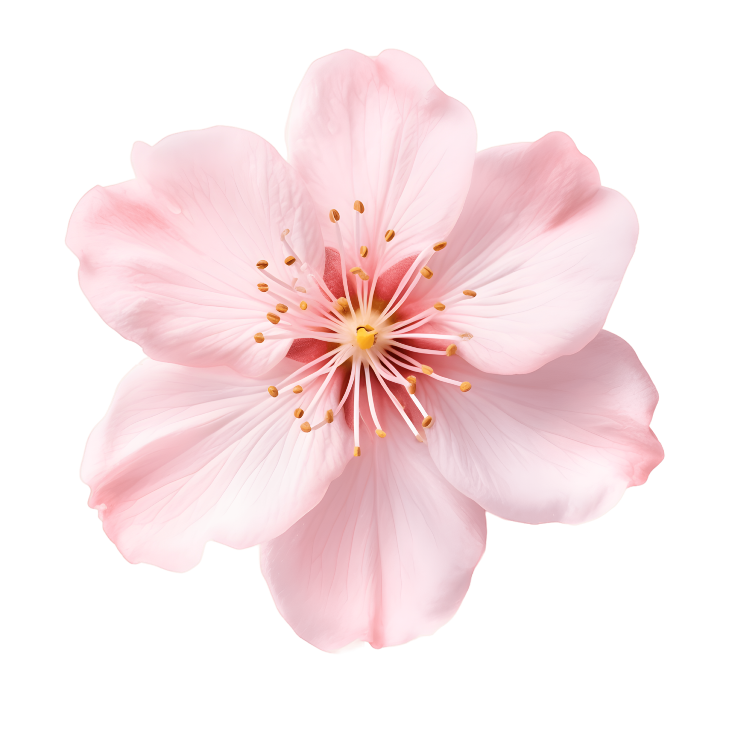 a pink flower on a white background