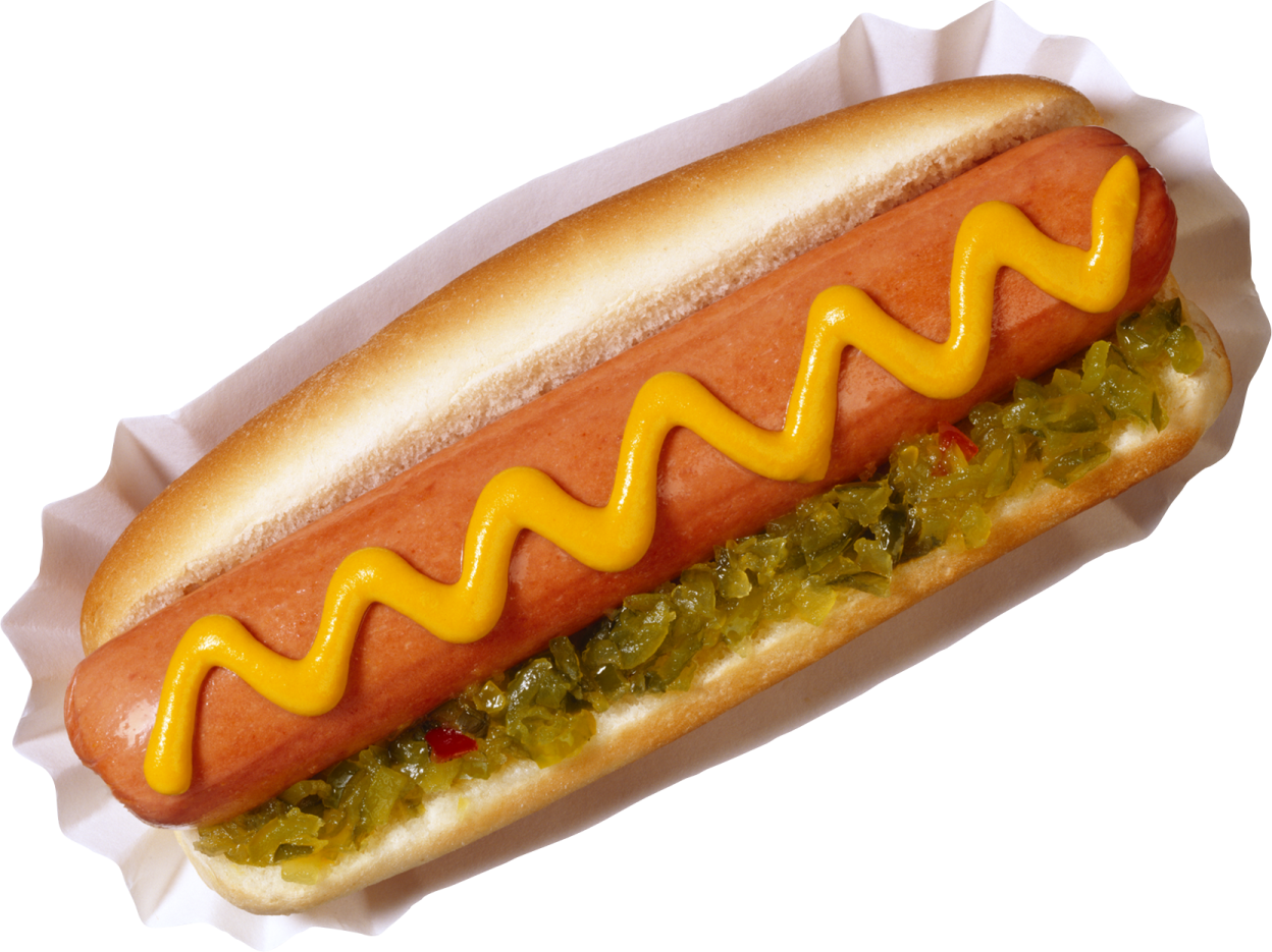 a hot dog with mustard on a white background