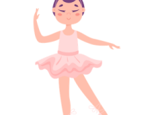 a little girl in a white dress is dancing