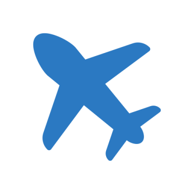 a blue airplane flying in the sky