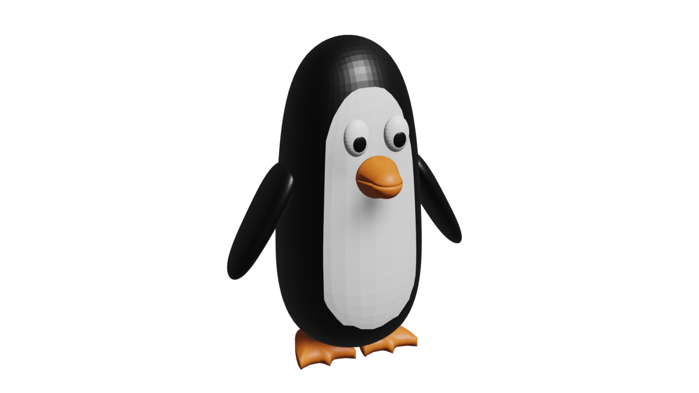 a black and white penguin with an orange beak