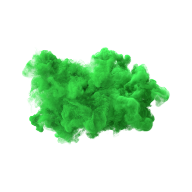 green smoke on a white background