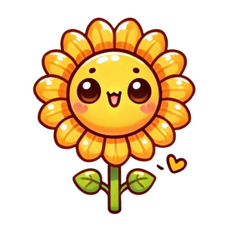 a cartoon sunflower with a smiley face