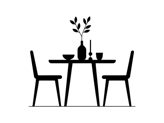 a table with two chairs and a vase on it