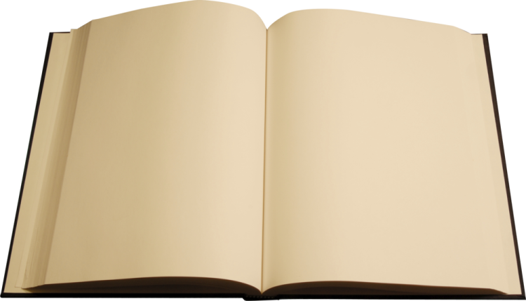 an open book on a white background