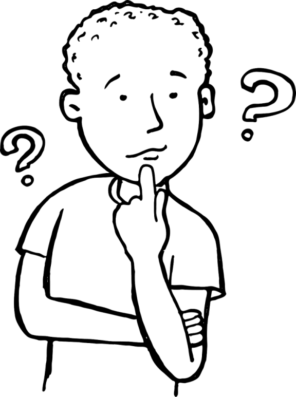 a black and white drawing of a man thinking