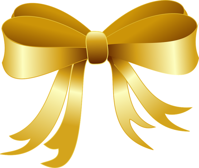a gold bow