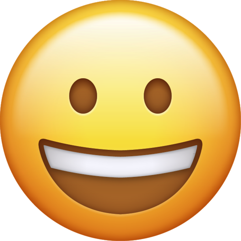 a smiley face with an open mouth