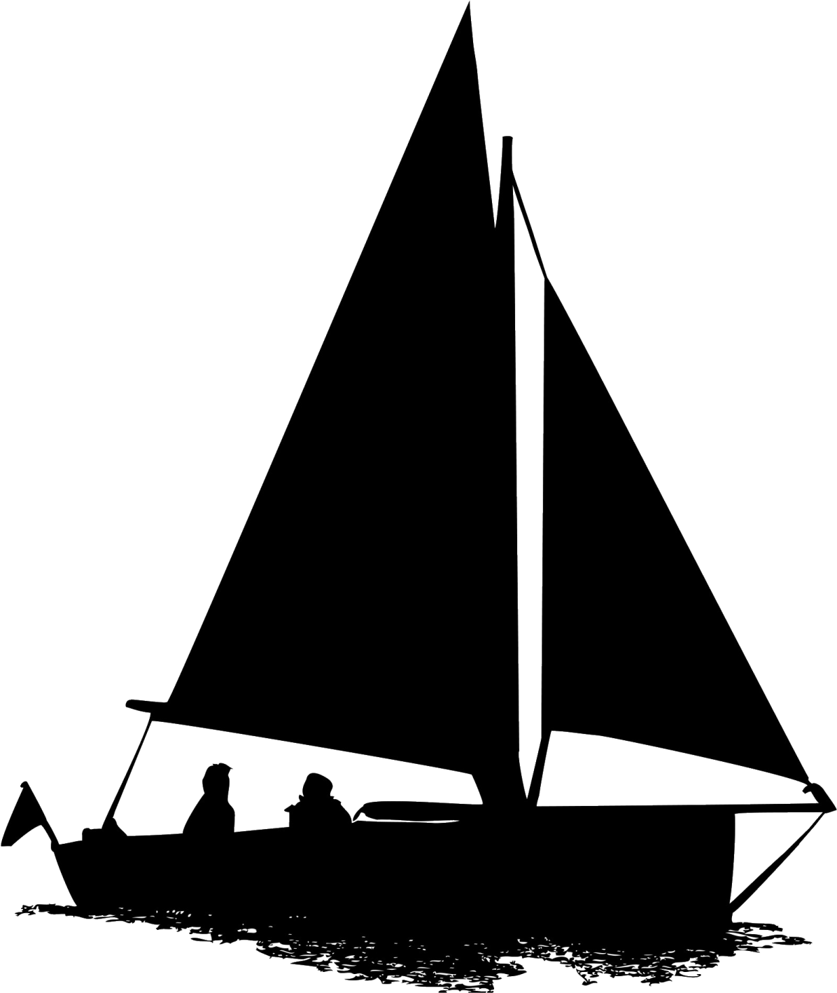 a black and white silhouette of a sailer