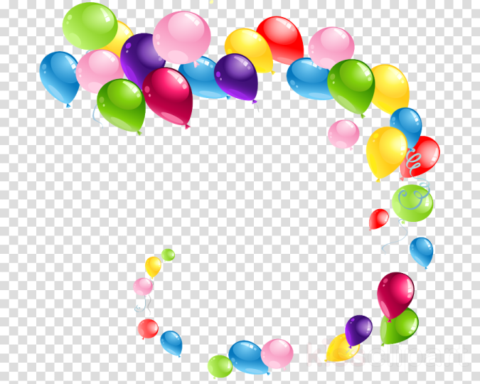 a circle of colorful balloons on a transparent background