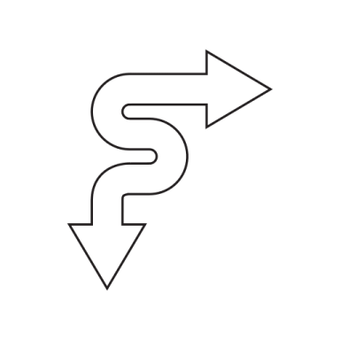 a black and white line drawing of an arrow
