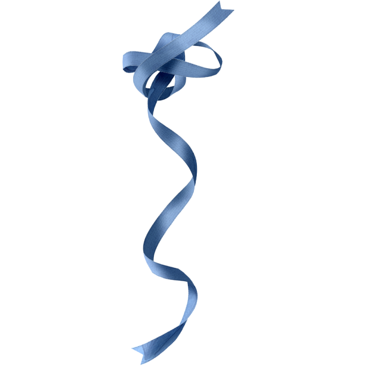 a blue ribbon on a white background