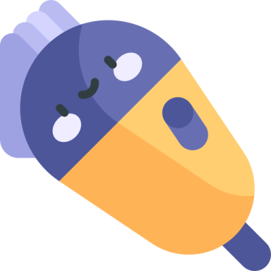 an orange and blue pencil with black dots on it