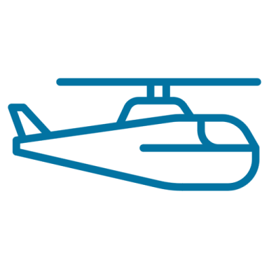 a helicopter icon on a white background