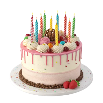 a birthday cake with candles on top of it