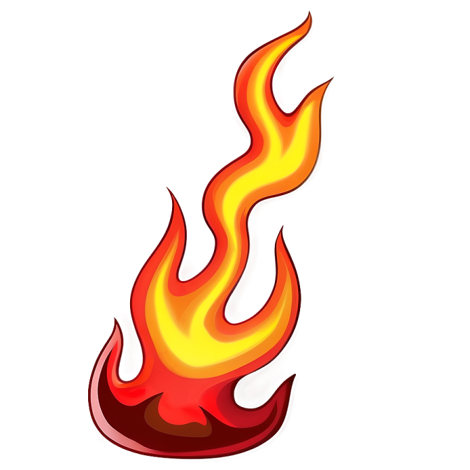 a cartoon fire on a white background