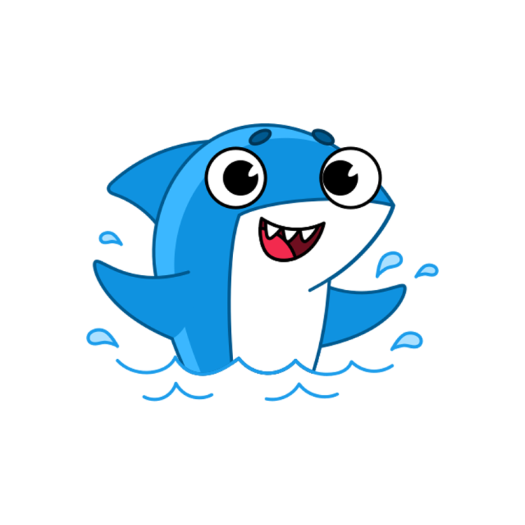 a cartoon dolphin swimming in the water
