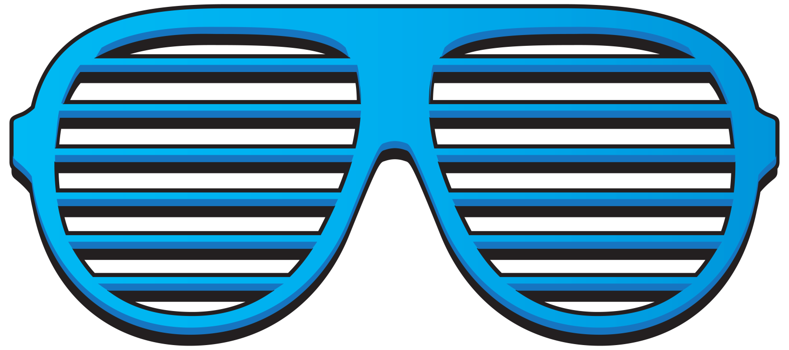 a pair of blue and black striped sunglasses