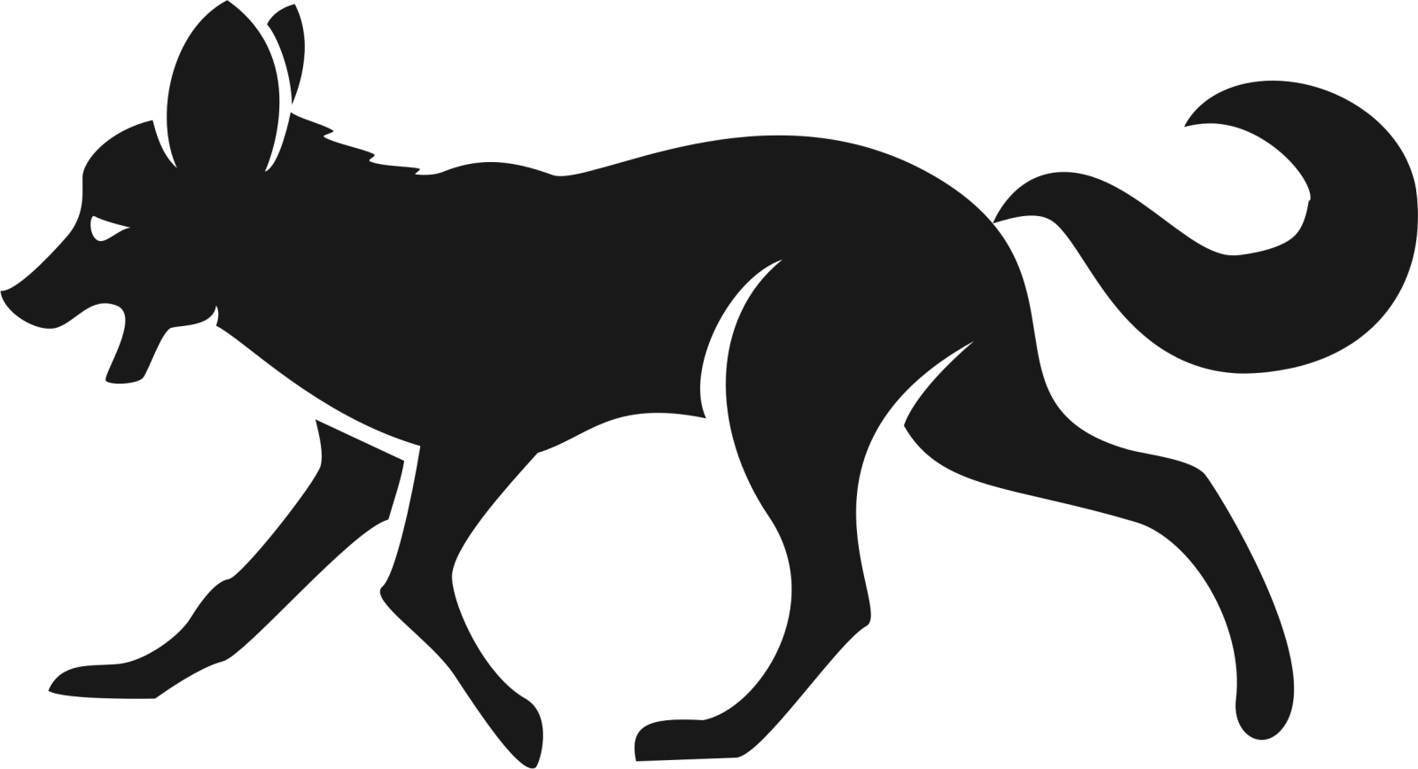 a silhouette of a wolf