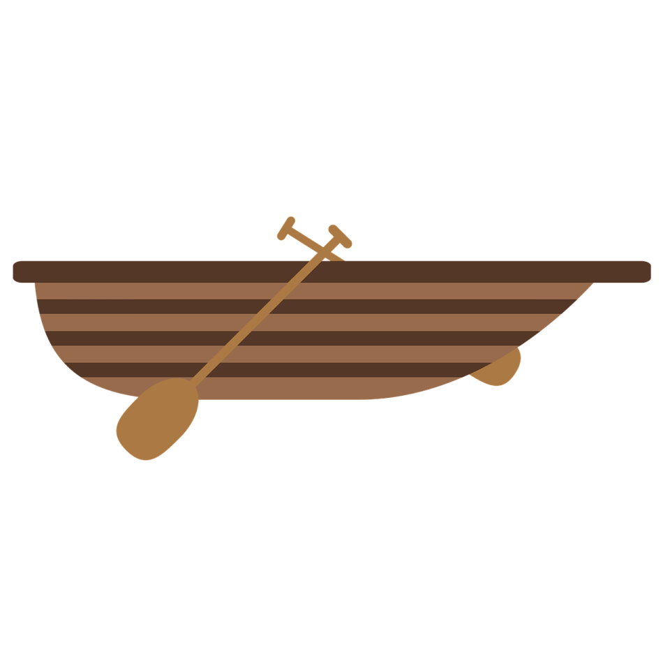 a boat with a wooden paddle on it