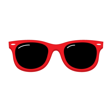 a pair of red sunglasses with black lenses
