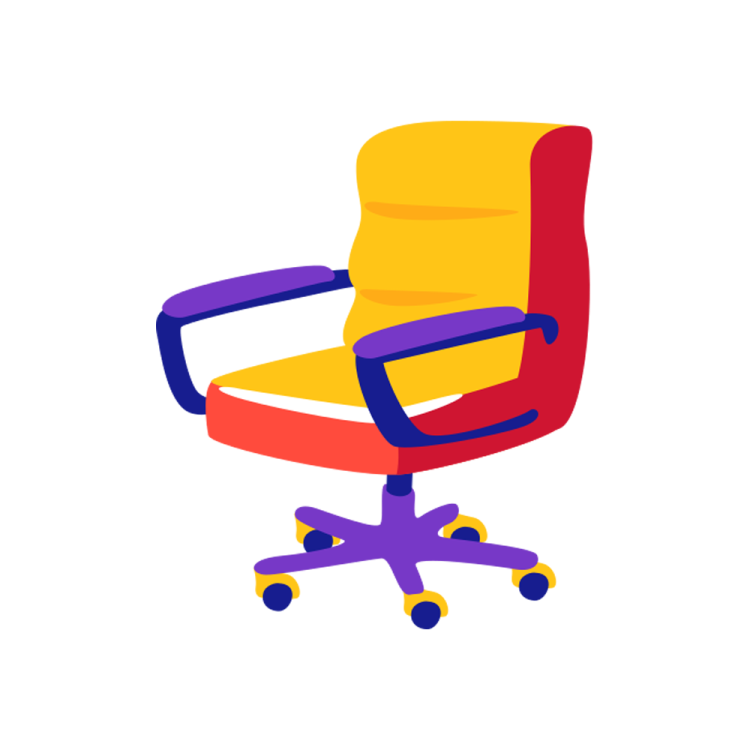a red and yellow office chair