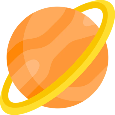 an orange saturn with a ring around it