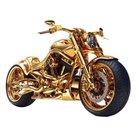 a gold motorcycle on a white background