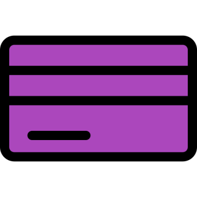 a purple credit card on a white background