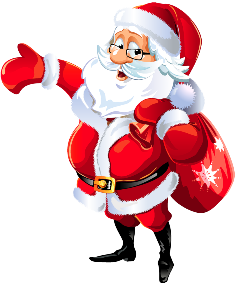 a santa claus holding a bag of presents