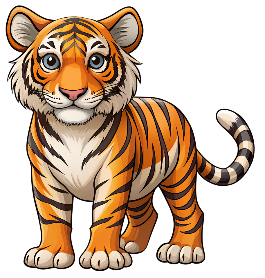 a tiger on a white background
