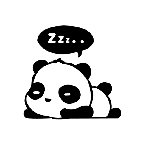 a black and white panda with a speech bubble
