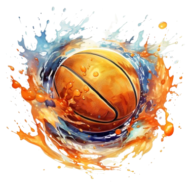 a basketball ball in the water with splashs