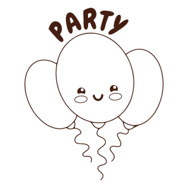 a cartoon balloon with the word party on it