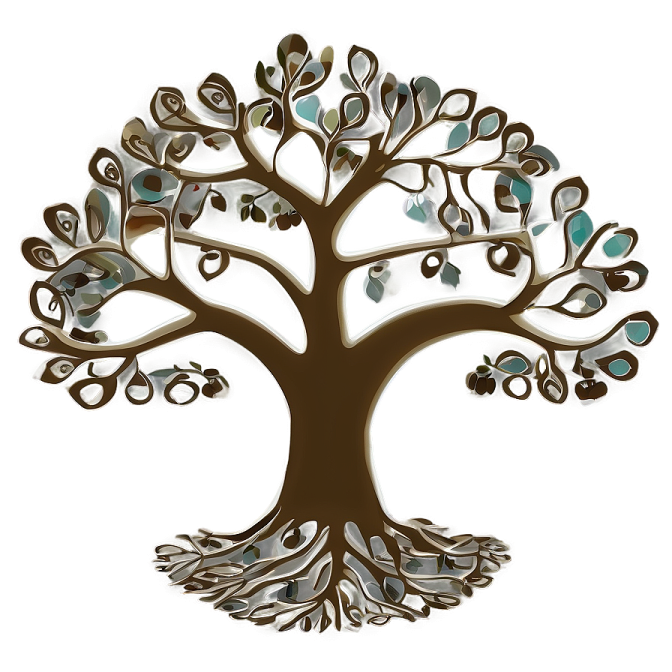 a tree with swirls and leaves on it