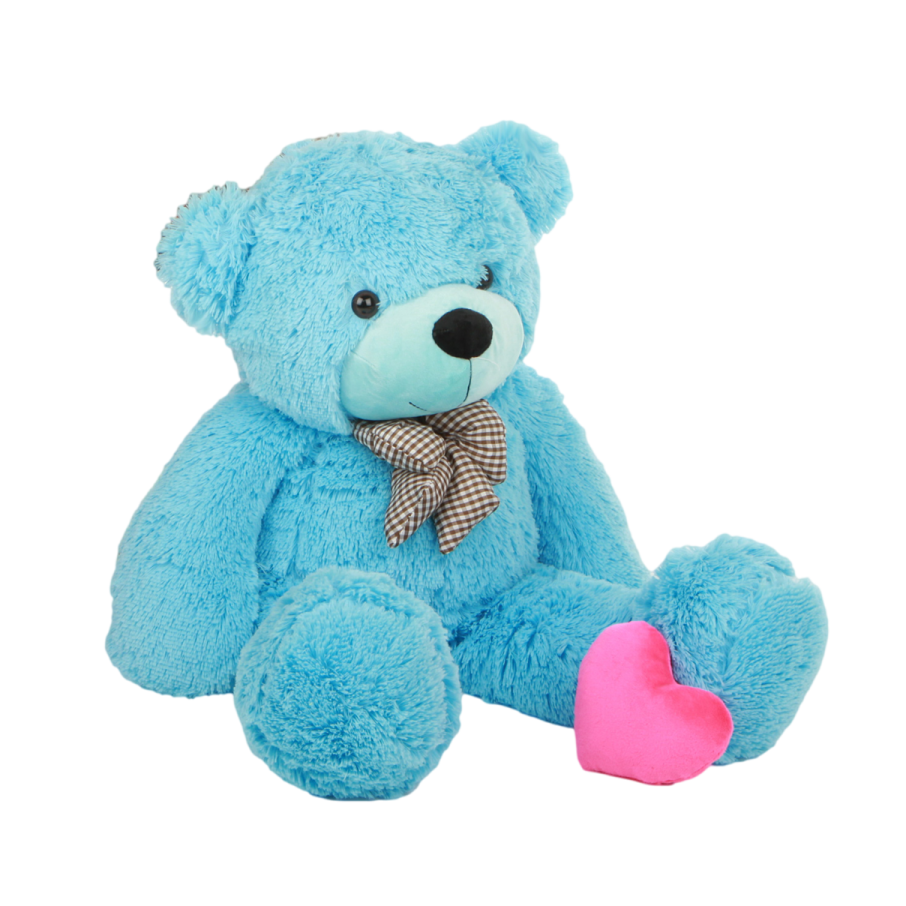 a blue teddy bear with a pink heart