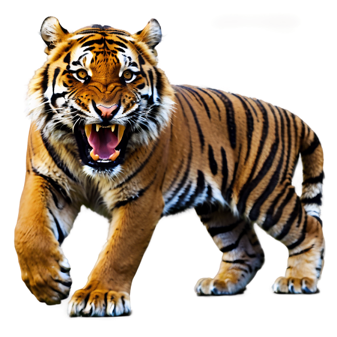 a close up of a tiger on a white background