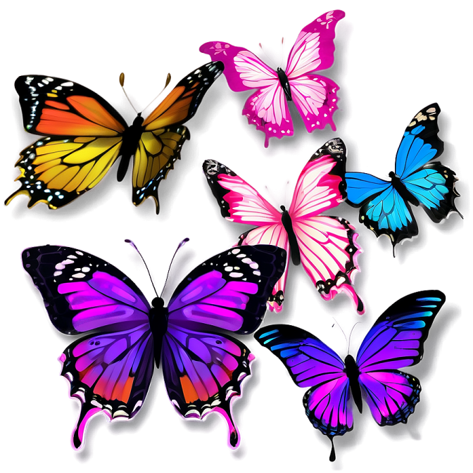 a group of colorful butterflies