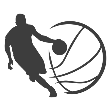 a silhouette of a basketball player with a ball