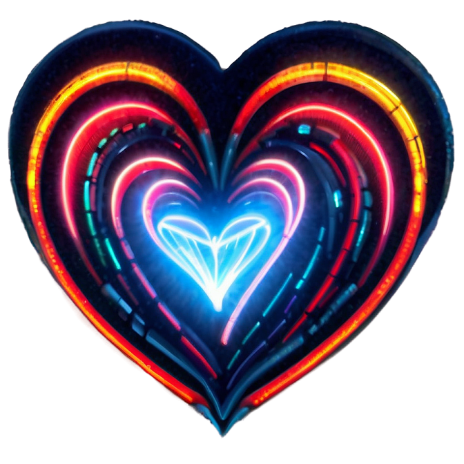 a heart shaped balloon with neon lights on it