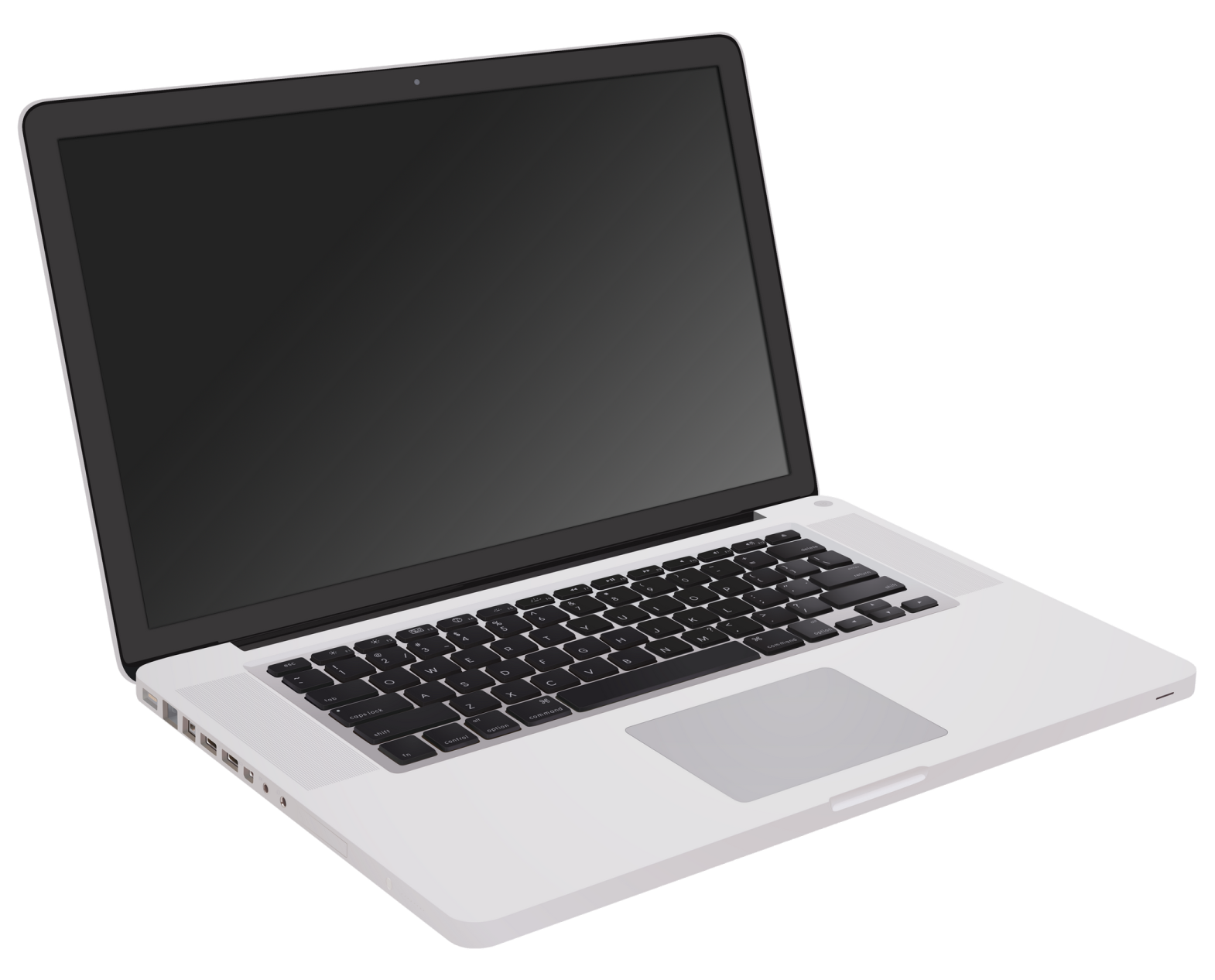 an open laptop computer on a white background