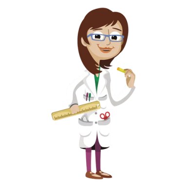 a female doctor holding a measuring ruler
